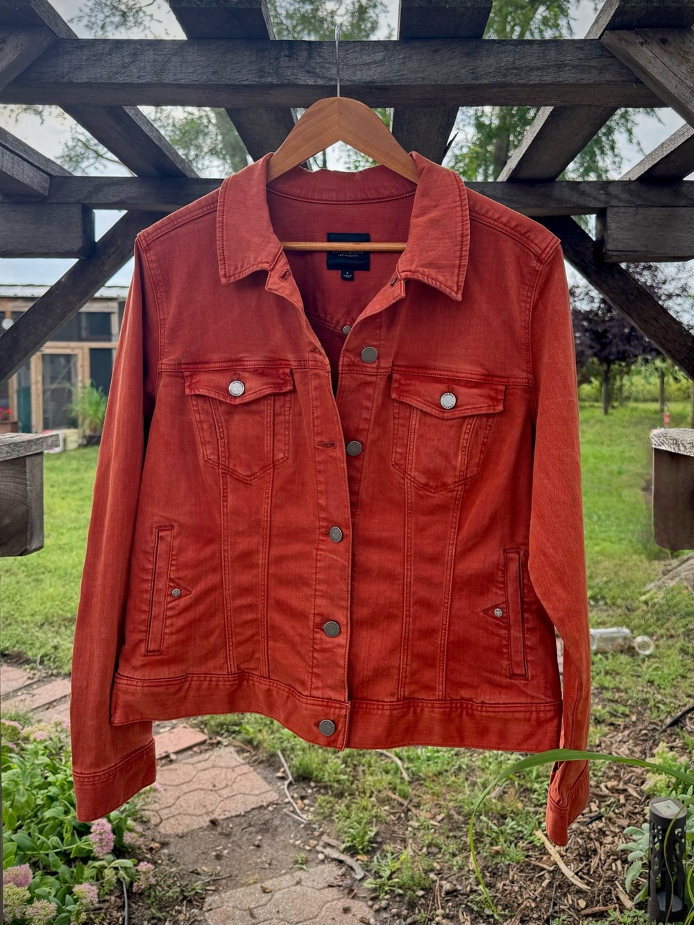 Liverpool Burnt Orange Denim Jacket Large Cotton Lyocell Western Boho